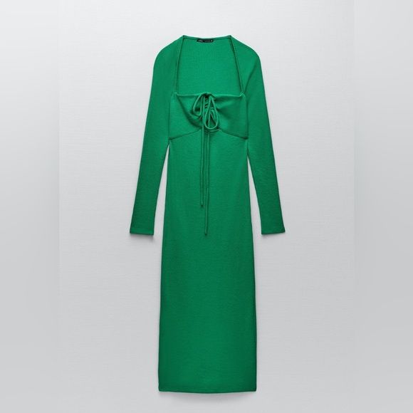 Zara Dresses & Skirts - Zara green cut out rib dress